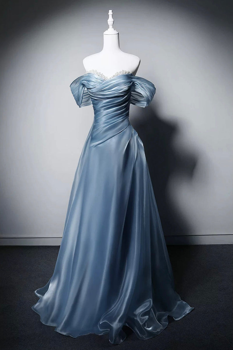 dusty blue ruched dress KissProm