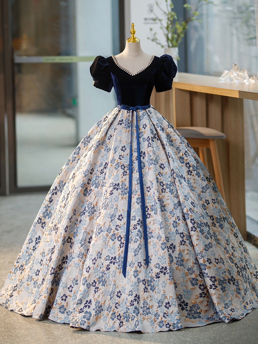 Long Sleeve V-Neck Ballgown  - OUTLET