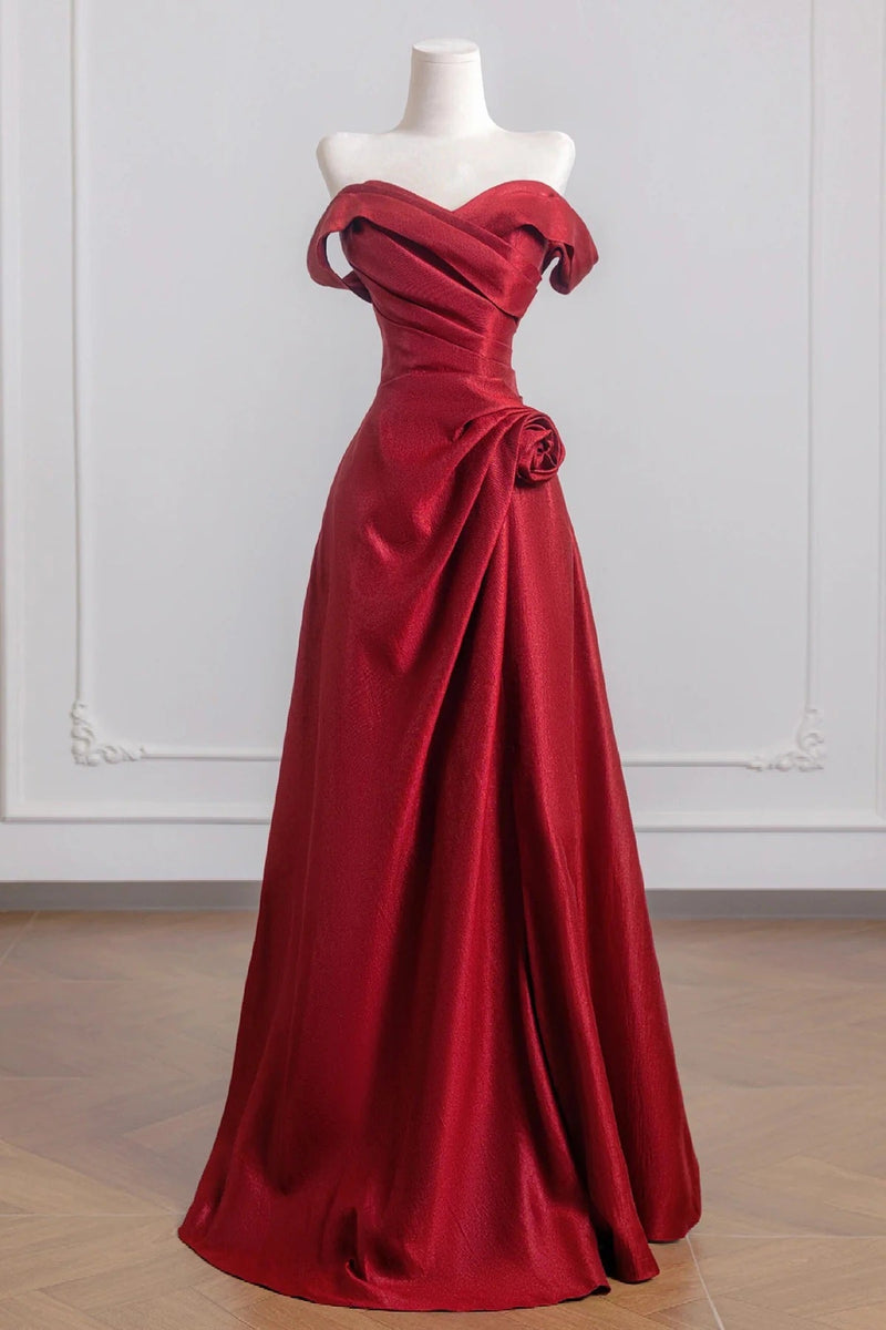 burgundy elegant prom dresses Burgundy Mermaid Prom Dress,Lace Elegant Evening Dress,Strapless Prom Dress PD00052, US18W / Red