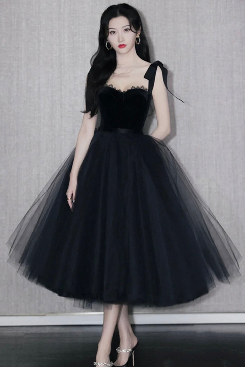 Black tulle short prom dress, black homecoming dress main image 1