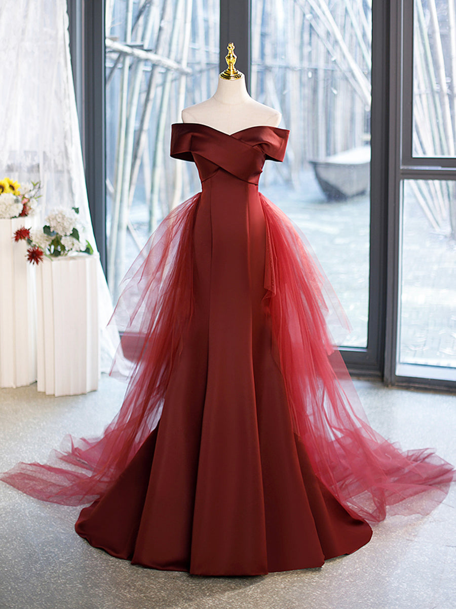 Mermaid Burgundy Sexy Deep V neck Bodycon Evening Dress Backless Prom Dress