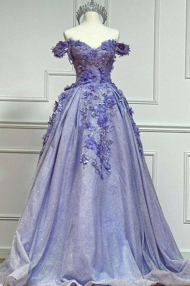 Gorgeous Off Shoulder Appliques Long Prom Dress Wedding Dress main image 1