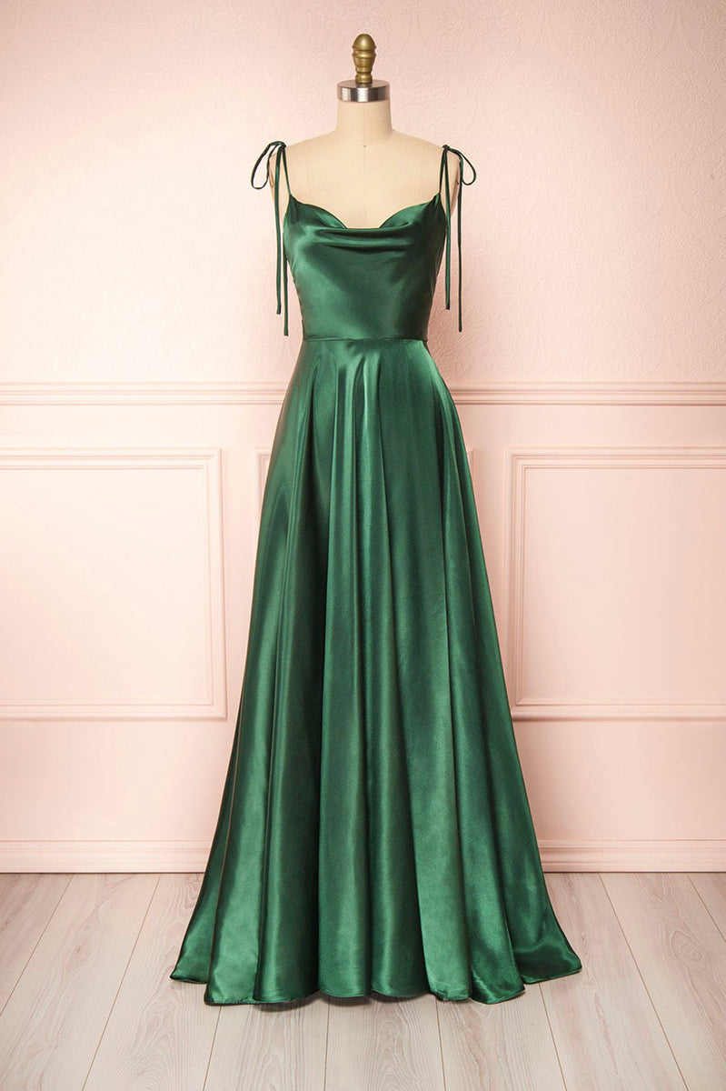 Simple A-line Satin Long Prom Dress Fashion Evening Dress Y5755 main image 0