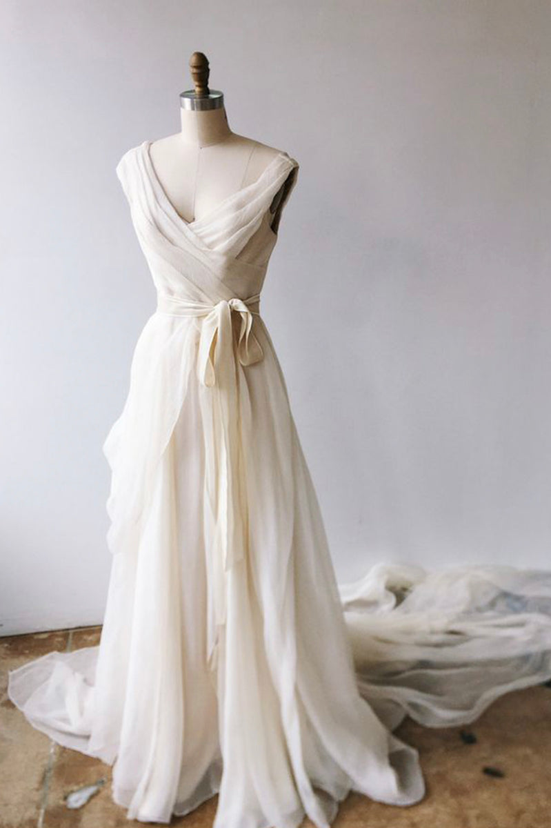 Classic Chiffon Evening Dresses Ruffles A Line Long Prom Gowns