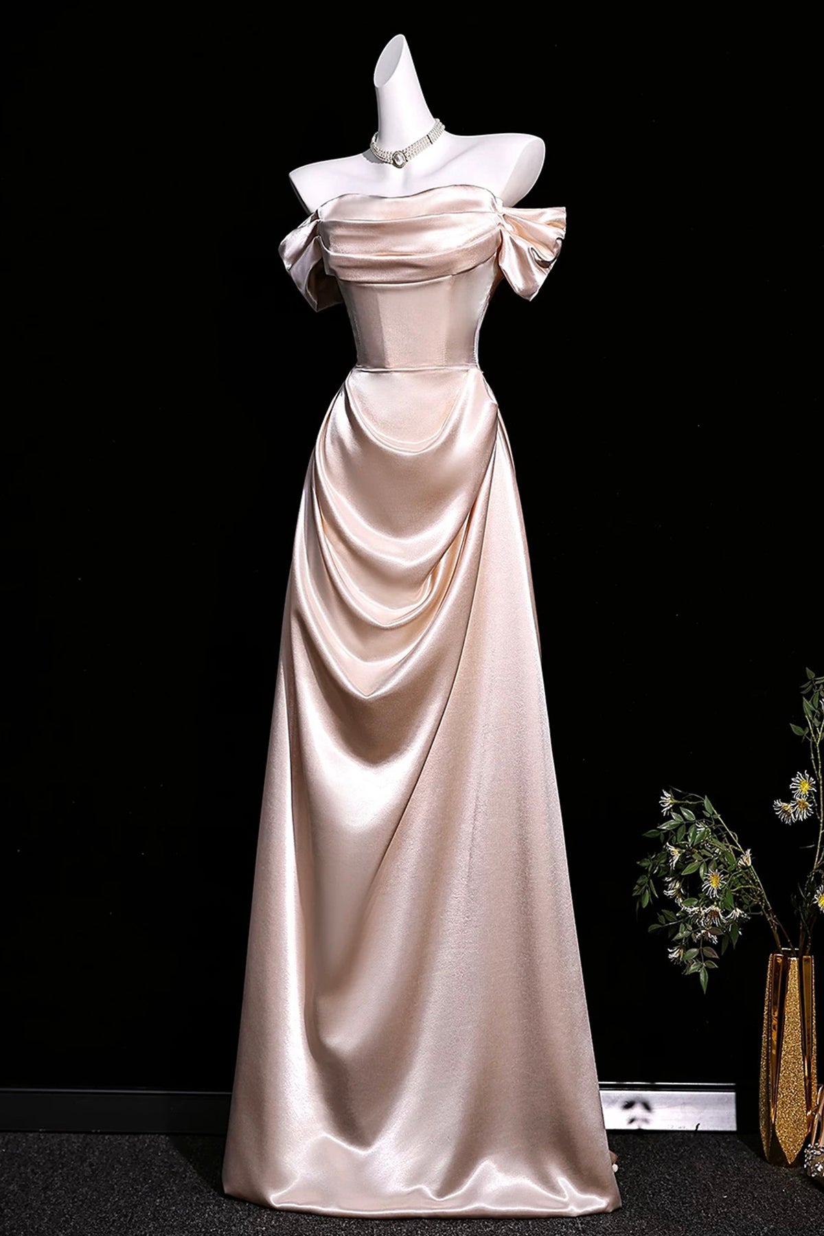 pink satin off the shoulder dress Light Pink Off Shoulder Satin Mermaid Evening Dress For Formal Party –  Loveydress