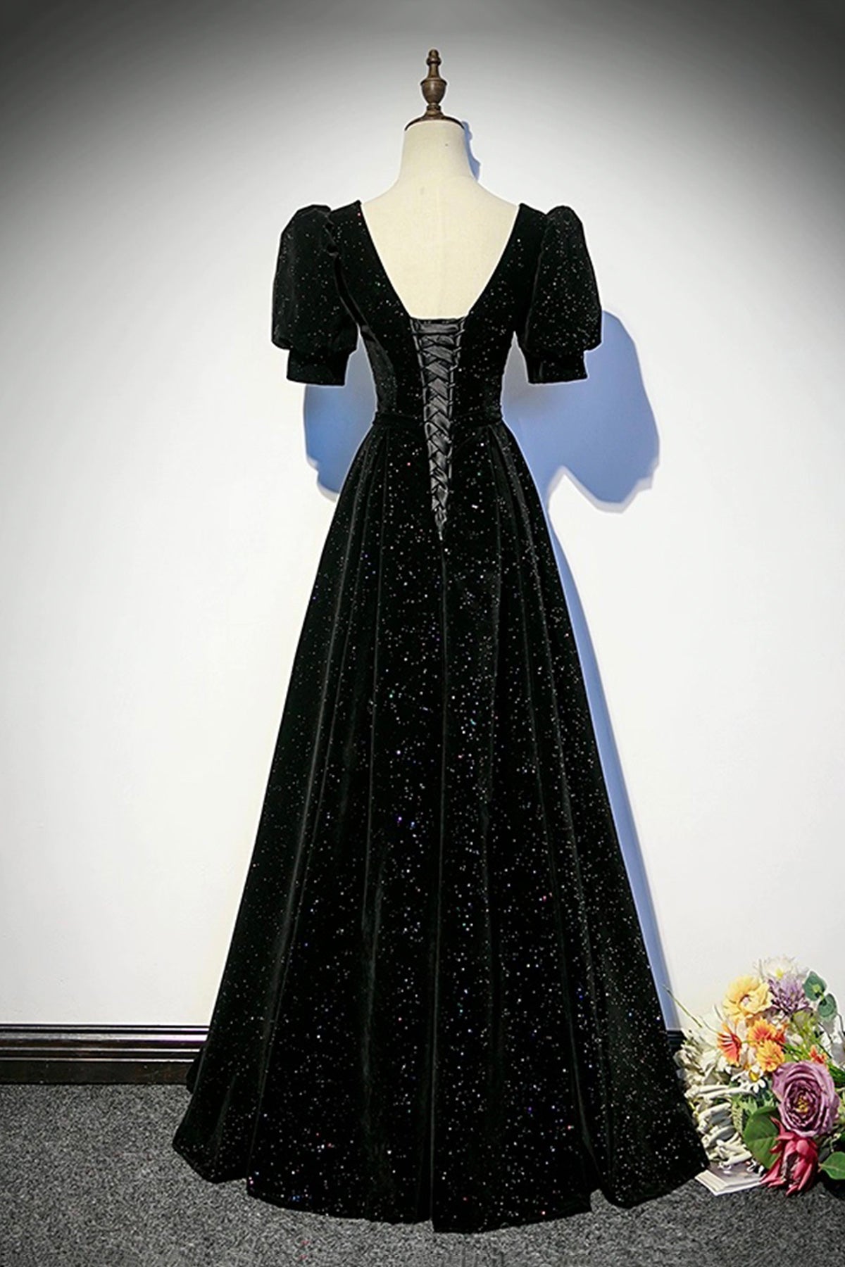 Black Velvet Long Prom Dress, Elegant A-Line Evening Party Dress
