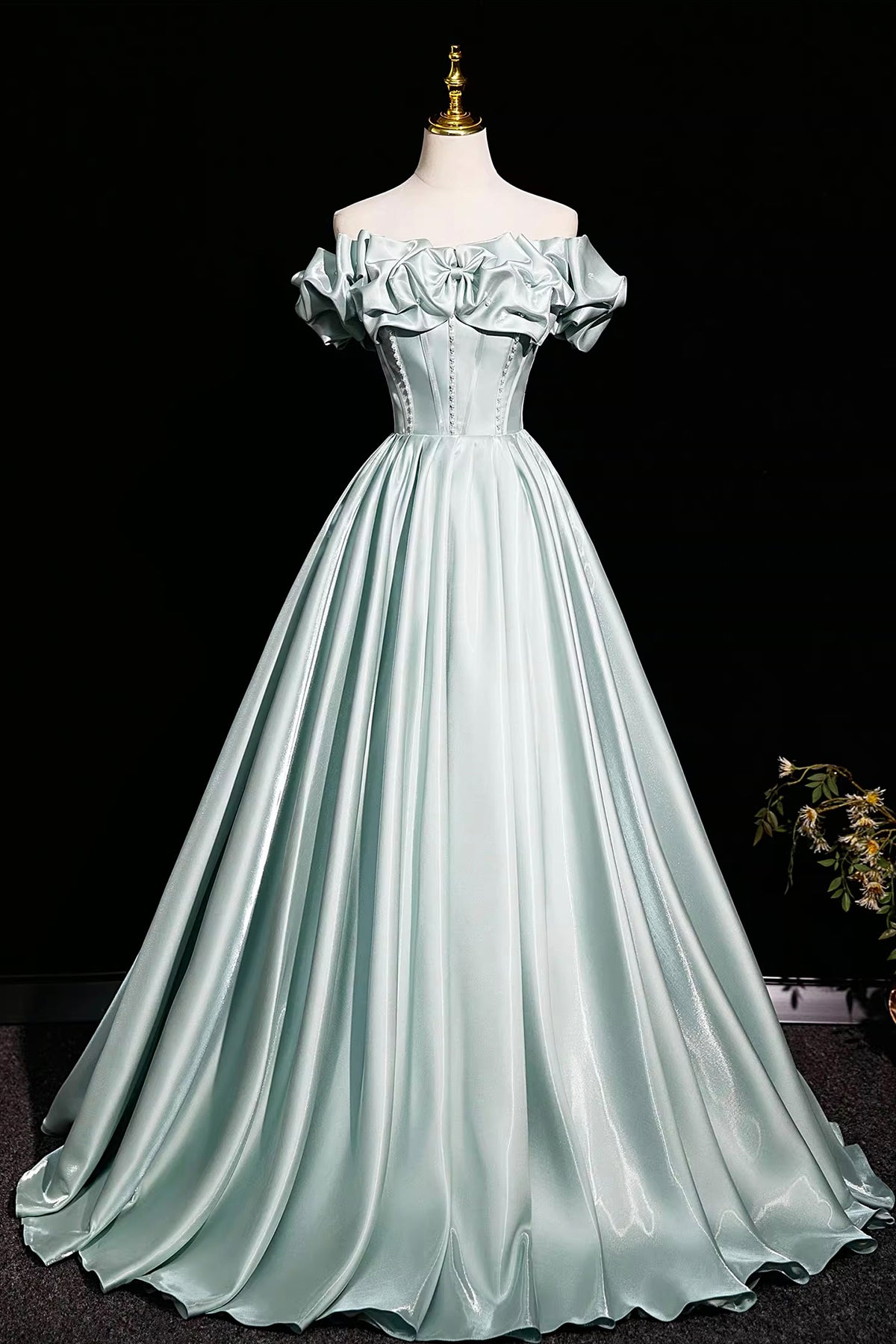 Vintage Aqua Green Prom Dresses Ball Gown, A-line Backless Prom Formal Dresses US 16 / Custom Color