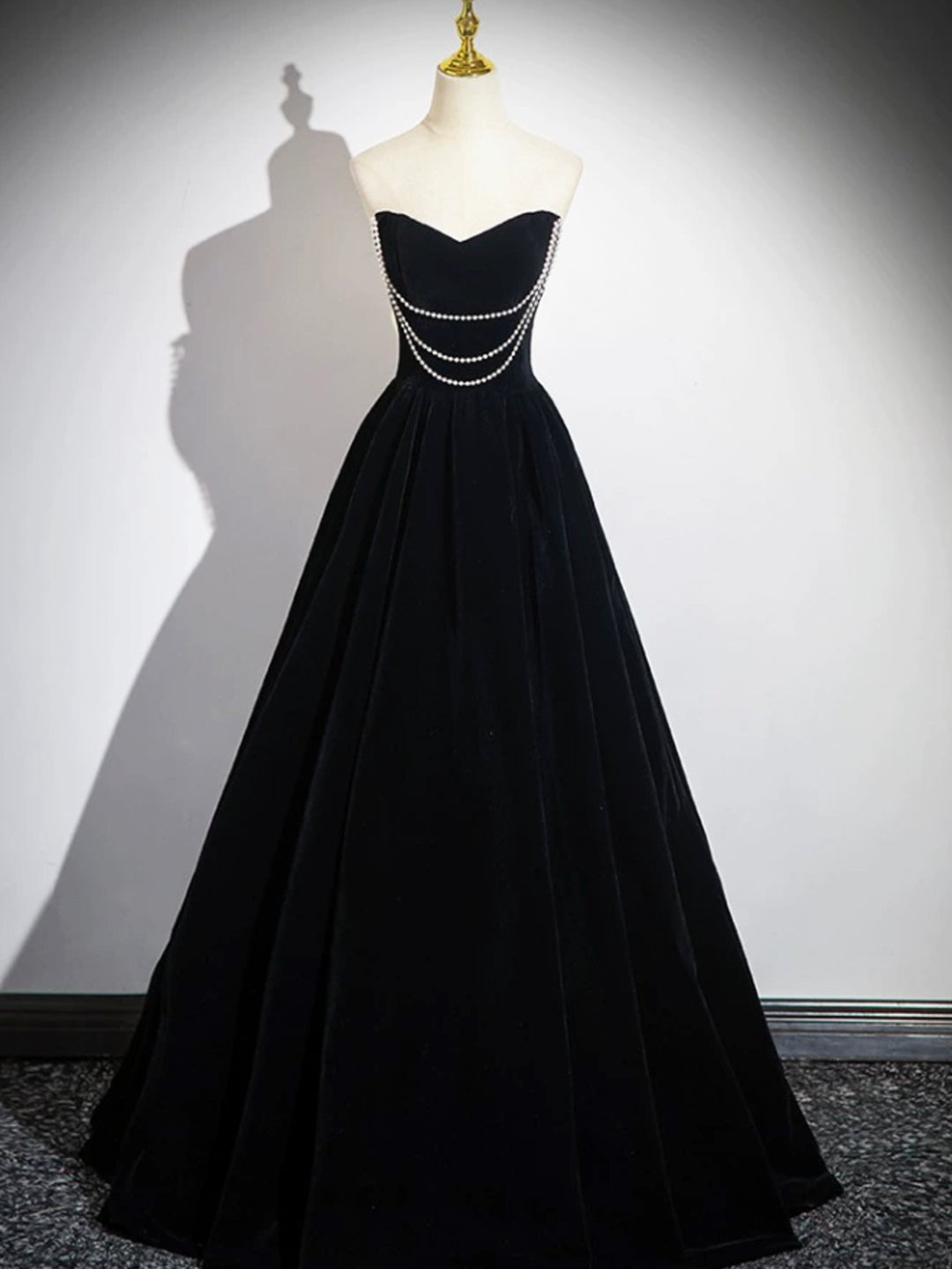 Black Velvet Floor Length Prom Dress, Off the Shoulder A-Line Evening Loveydress Black Velvet Floor Length Prom Dress, Off the Shoulder A-Line Evening Loveydress