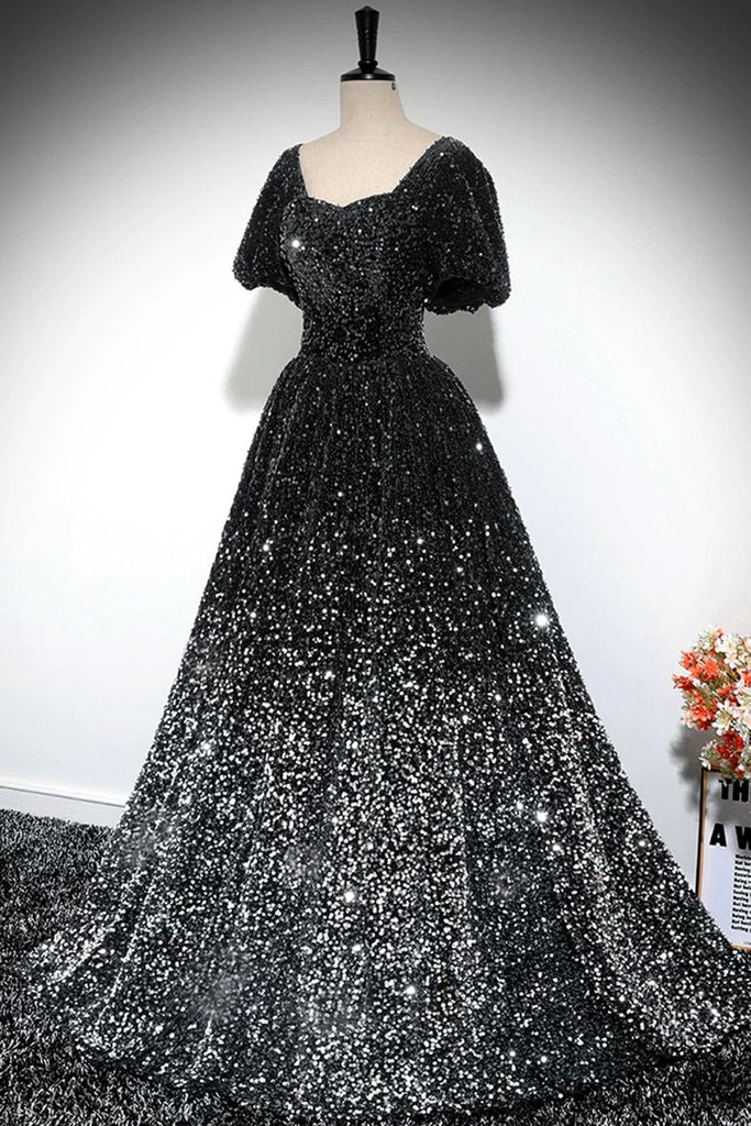 black and silver ombre dress Primavera Couture 4301 Sequin High Slit Prom 2026 Dress Black SILVER / 6