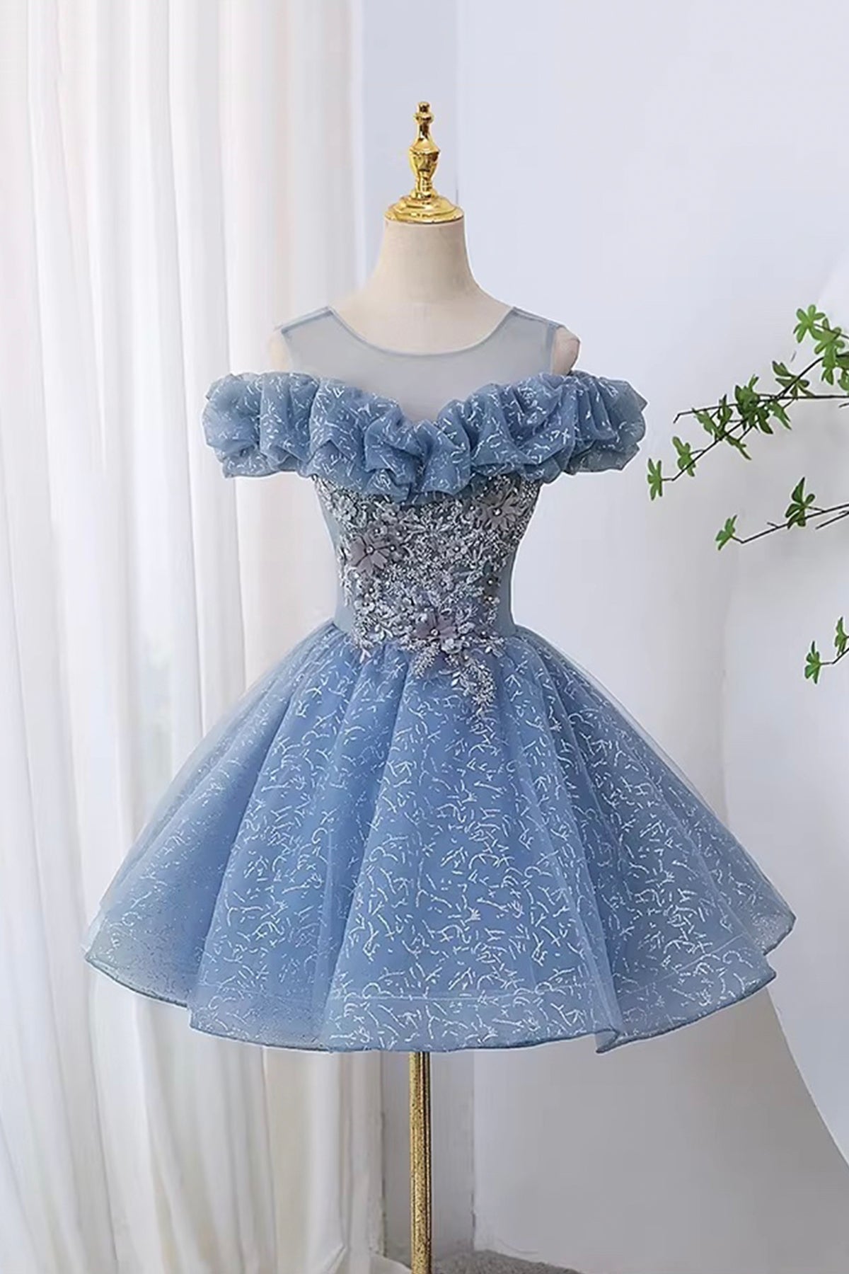 light blue off the shoulder homecoming dress light blue homecoming dress Off the Shoulder Short Blue Satin Prom Dresses, Short Blue Homecoming Dress with Flower, US 16 / Custom Color / No Rush-parroquiadesanalbertomagno.com