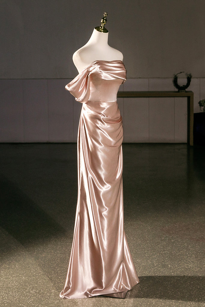 Luxury Champagne Satin Mermaid Prom Dress