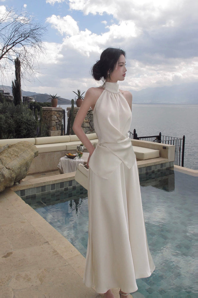 halter neck peplum dress Two Piece Wedding Dress Salma