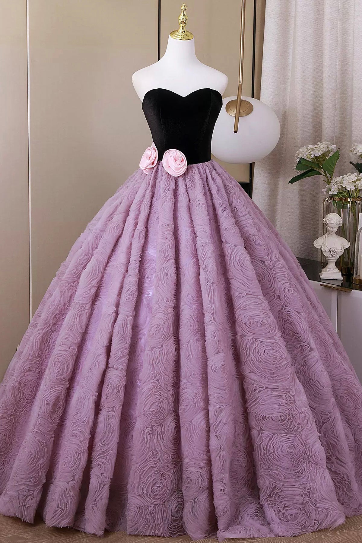 Fashion Lavender Flower Prom Dresses, A-Line Sweetheart Backless Formal Gown US 10 / Custom Color