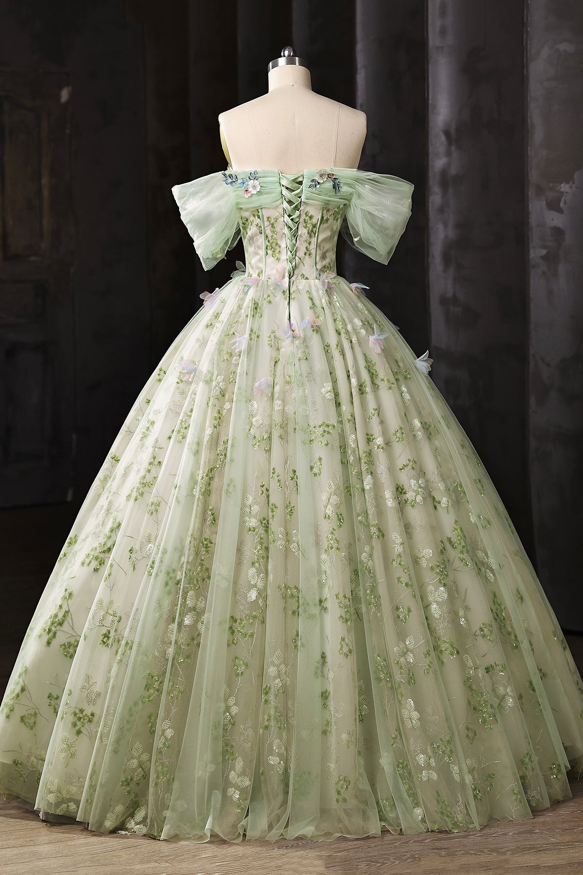 embroidered sage green dress Sage Green Sweetheart Lace-Up Long Prom Dress with 3D Floral Lace Sage Green / 4 / Tulle