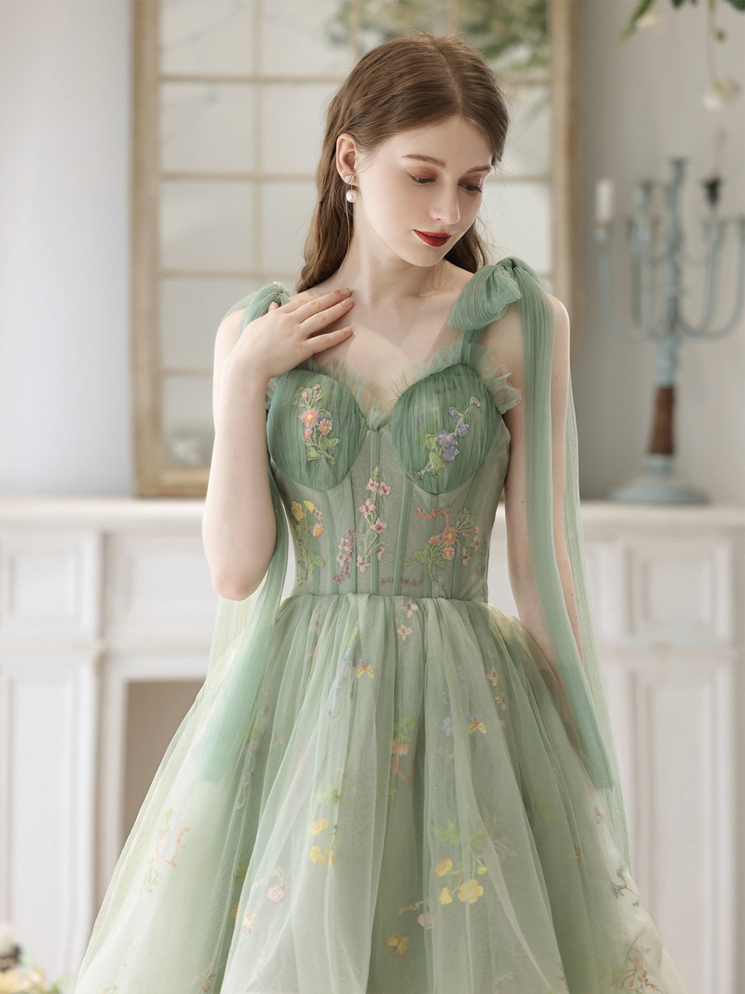 Lovely High Low Lace Party Dress, Green Tulle Short Prom Dress, Green Homecoming Dress Custom Size / Custom Color Lovely High Low Lace Party Dress, Green Tulle Short Prom Dress, Green Homecoming Dress Custom Size / Custom Color