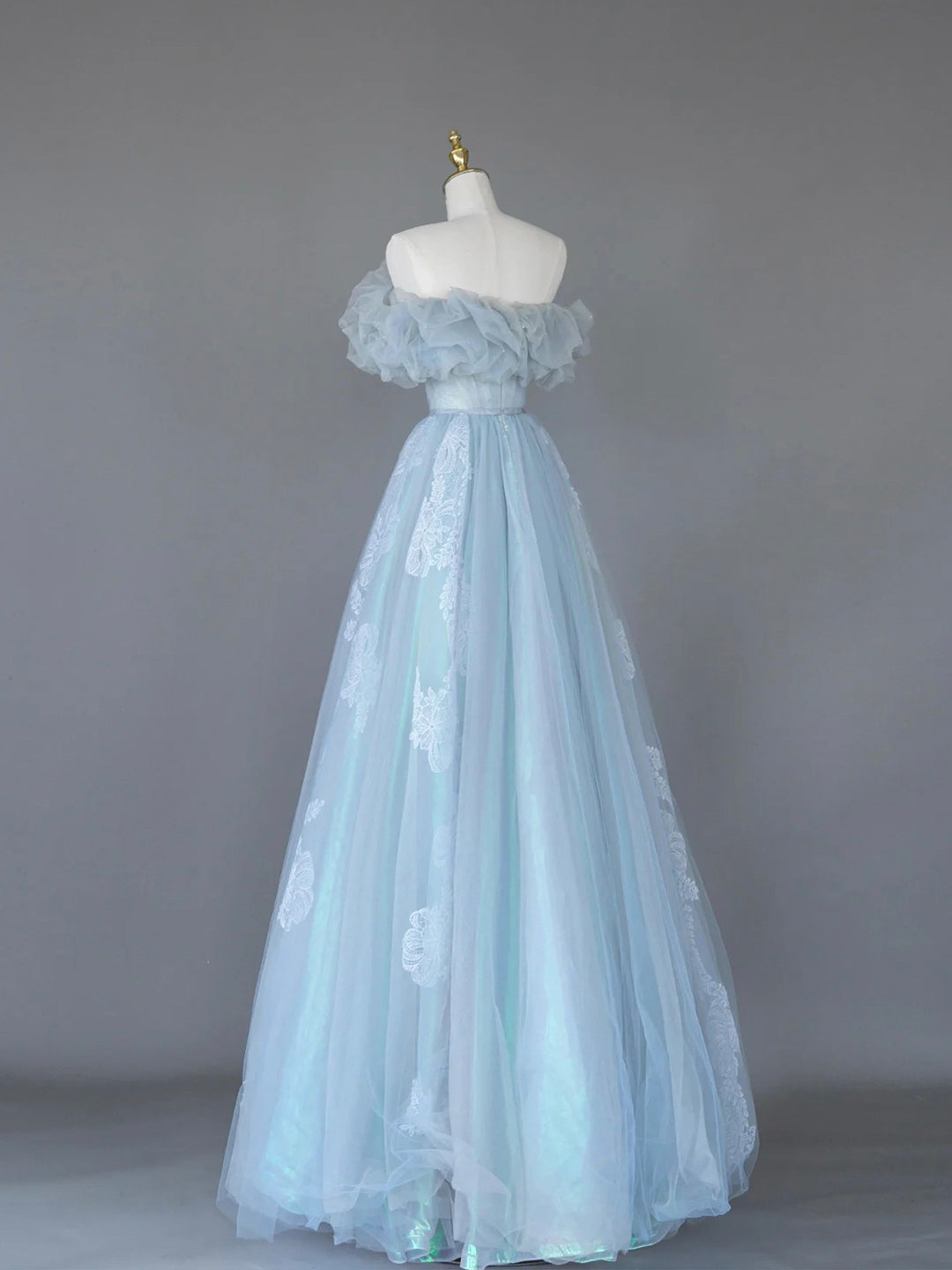 love prom dresses Quinceanera Dresses Love In The Sky Dresses Light Sky Blue Prom Dress A-line Off-the-
