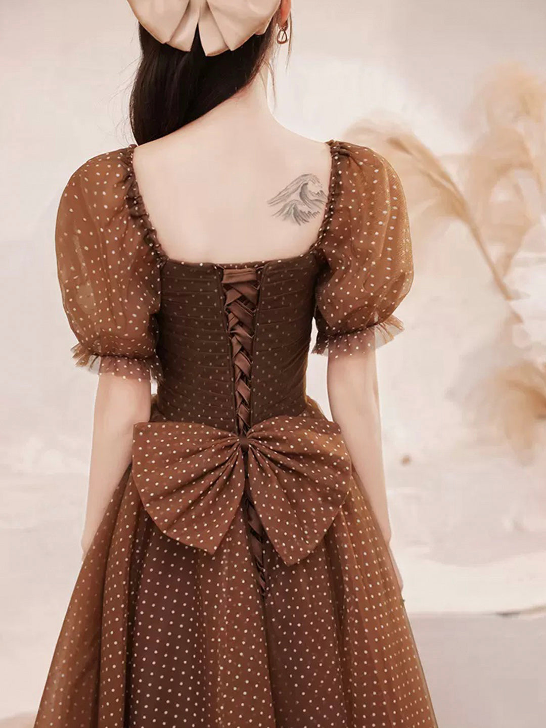 Charming Brown Tulle Floor Length Prom Dress, A-Line Short Sleeve Evening Party Dress US 6 / Brown Charming Brown Tulle Floor Length Prom Dress, A-Line Short Sleeve Evening Party Dress US 6 / Brown