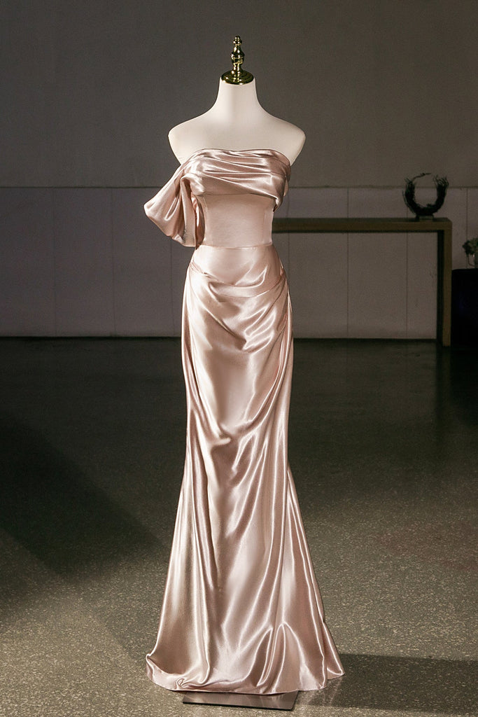 Luxury Champagne Satin Mermaid Prom Dress