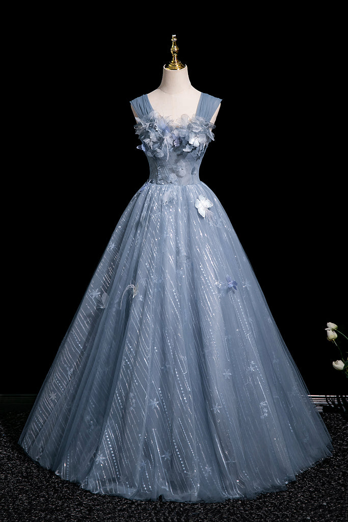 Beautiful Blue Butterfly Appliques Sequins Prom Dress, A-Line Backless Party Dress US 6 / Blue Beautiful Blue Butterfly Appliques Sequins Prom Dress, A-Line Backless Party Dress US 6 / Blue