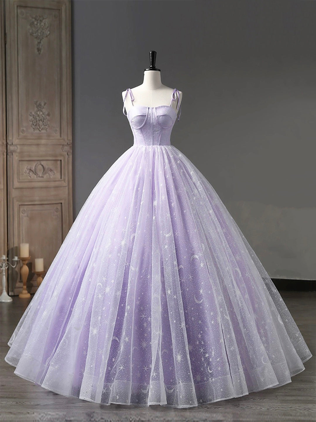 purple princess dress Light Tulle Straps Long Prom Dress, Purple A-Line Stunning light blue and ensuring you shine with Embellishment_Corset Size:Belt-48