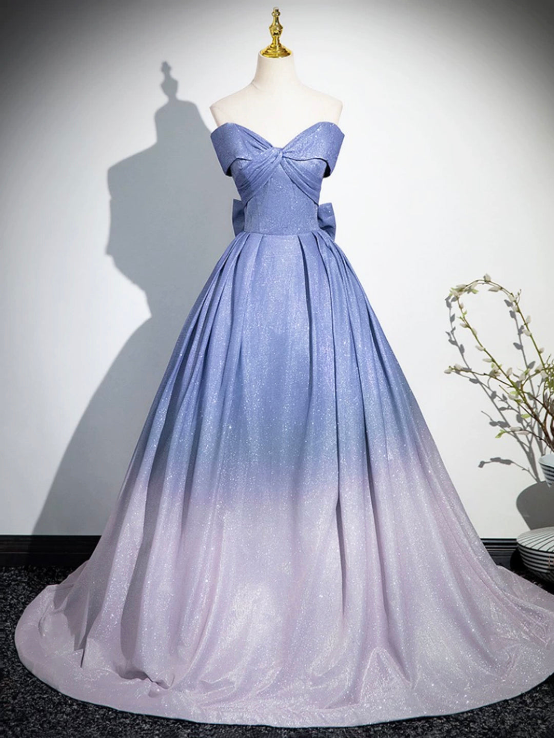 Beautiful Gradient-Color Glitter Sequins Prom Dresses, A-Line Princess Off-The-Shoulder Sleeveless Blue Formal Dresses US 16 / Blue Beautiful Gradient-Color Glitter Sequins Prom Dresses, A-Line Princess Off-The-Shoulder Sleeveless Blue Formal Dresses US 16 / Blue