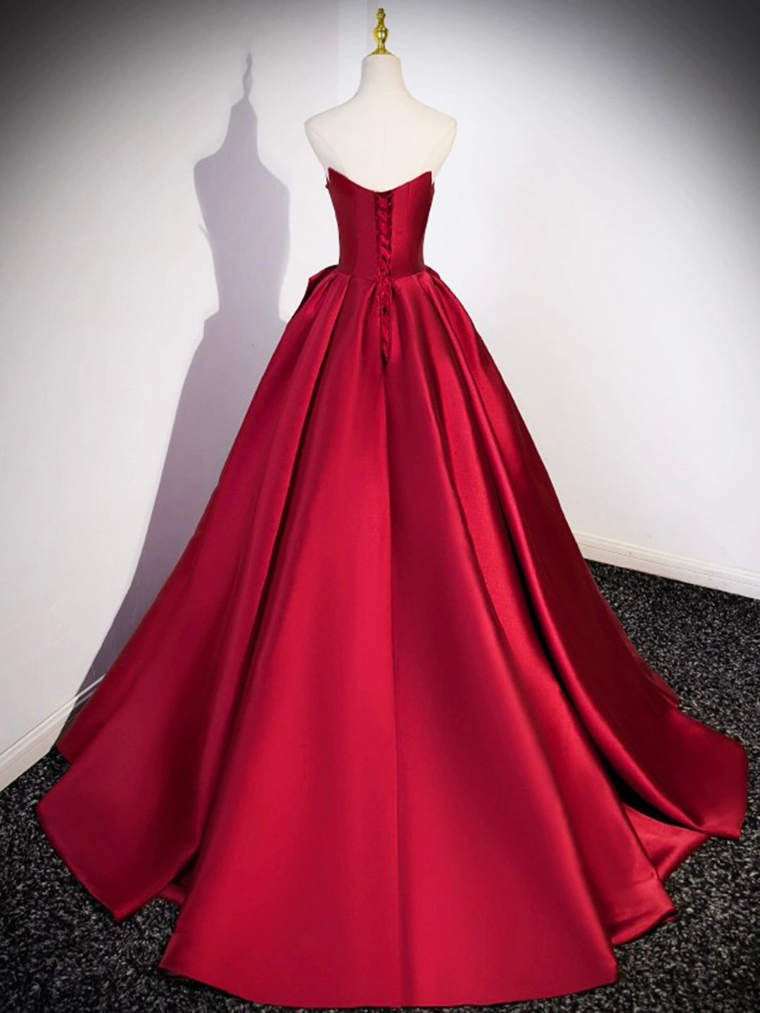 Burgundy Satin Strapless Long Prom Dress, Beautiful A-Line Evening Party Dress US 8 / Custom Color Burgundy Satin Strapless Long Prom Dress, Beautiful A-Line Evening Party Dress US 8 / Custom Color