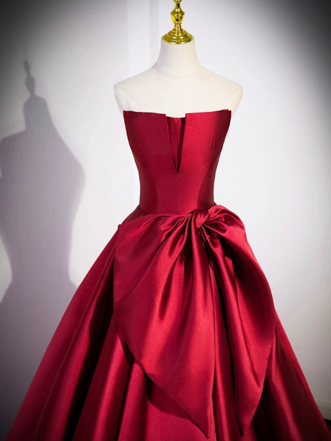 Burgundy Satin Strapless Long Prom Dress, Beautiful A-Line Evening Par – Loveydress Burgundy Satin Strapless Long Prom Dress, Beautiful A-Line Evening Par – Loveydress