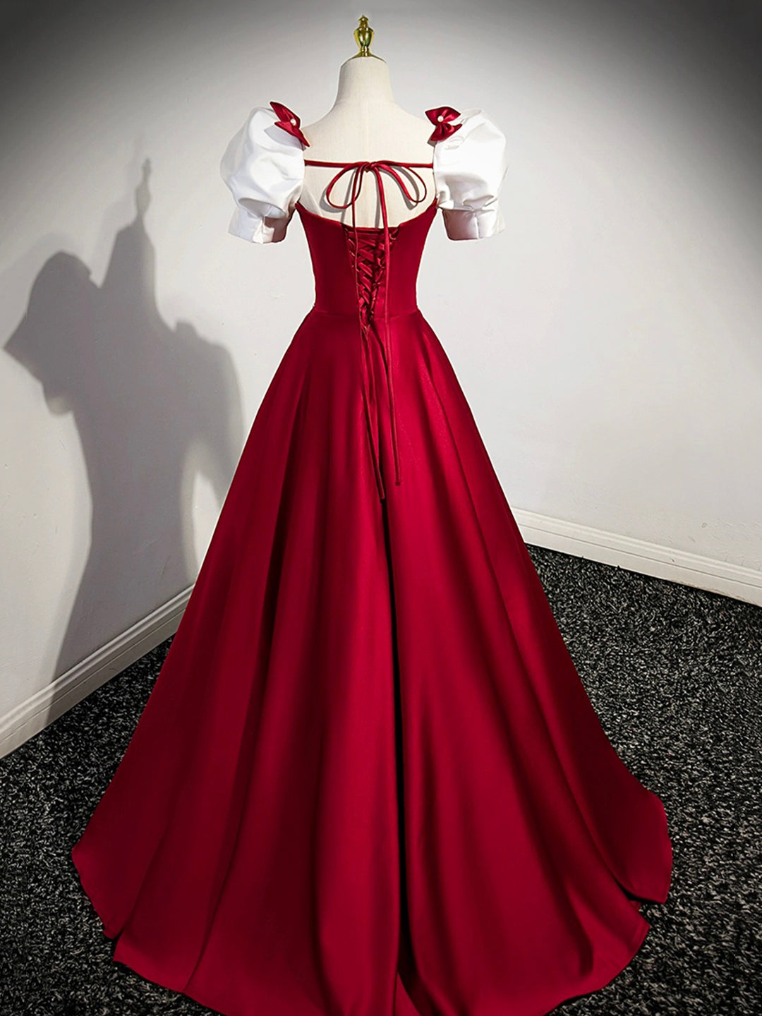 burgundy and white prom dress A Line Off Shoulder White/Burgundy Prom Dresses, Off Shoulder White/Bu jbydress