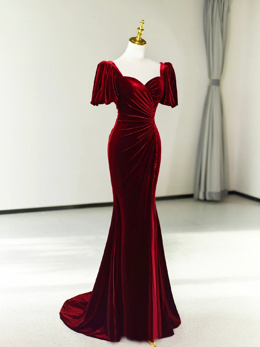 burgundy velvet mermaid prom dress Burgundy velvet mermaid long prom dress, Burgundy evening dress US 2 / Custom Color