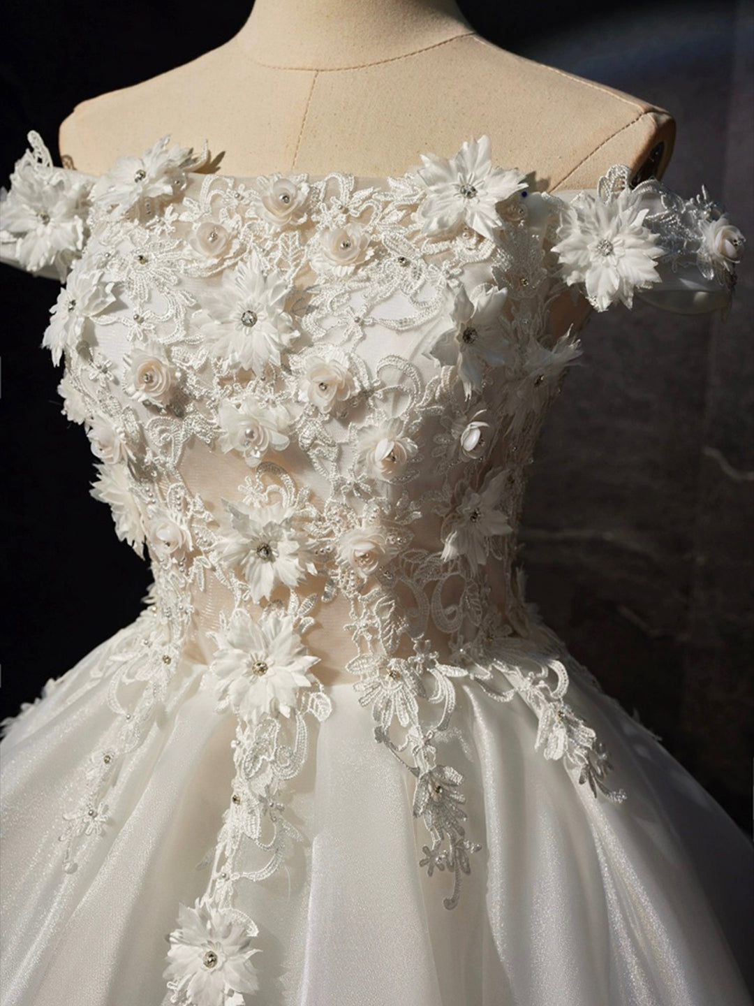 White Flowers Lace Short Prom Dress, Lovely A-Line Evening Party Dress US 16 / Custom Color White Flowers Lace Short Prom Dress, Lovely A-Line Evening Party Dress US 16 / Custom Color