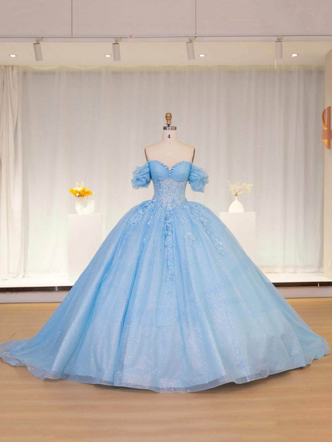 Luxury Light Blue Cinderella Ball Gown Lace Princess Sweet 16 Dresses US 2 / Light Blue Luxury Light Blue Cinderella Ball Gown Lace Princess Sweet 16 Dresses US 2 / Light Blue