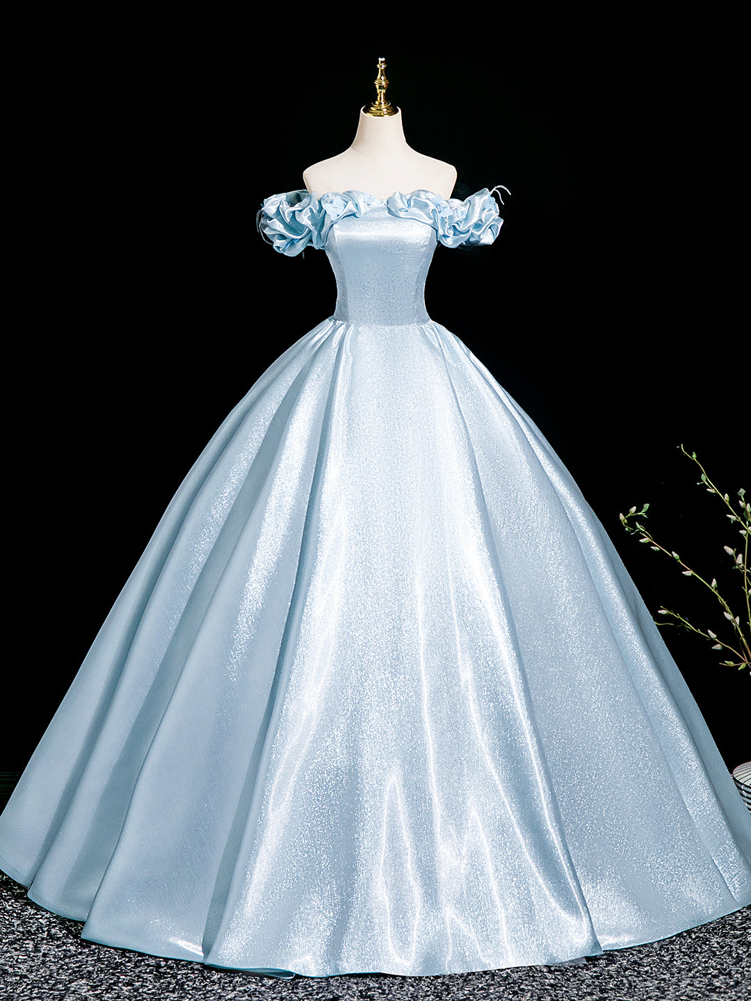Elegant A-Line Floor Length Prom Dress, Beautiful A-Line Off the Shoul – Loveydress