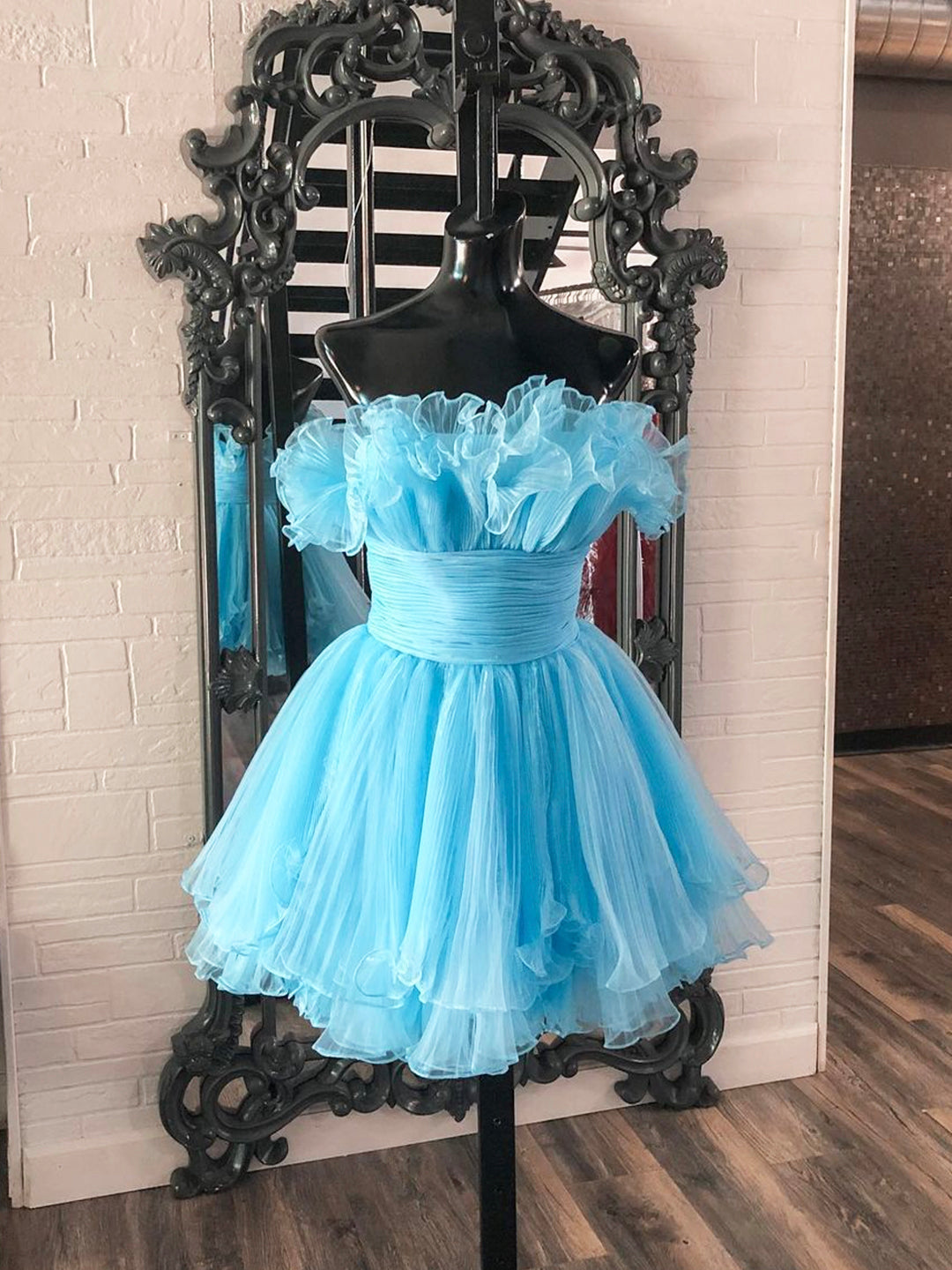 light blue short quince dress 26382 Ava Presley