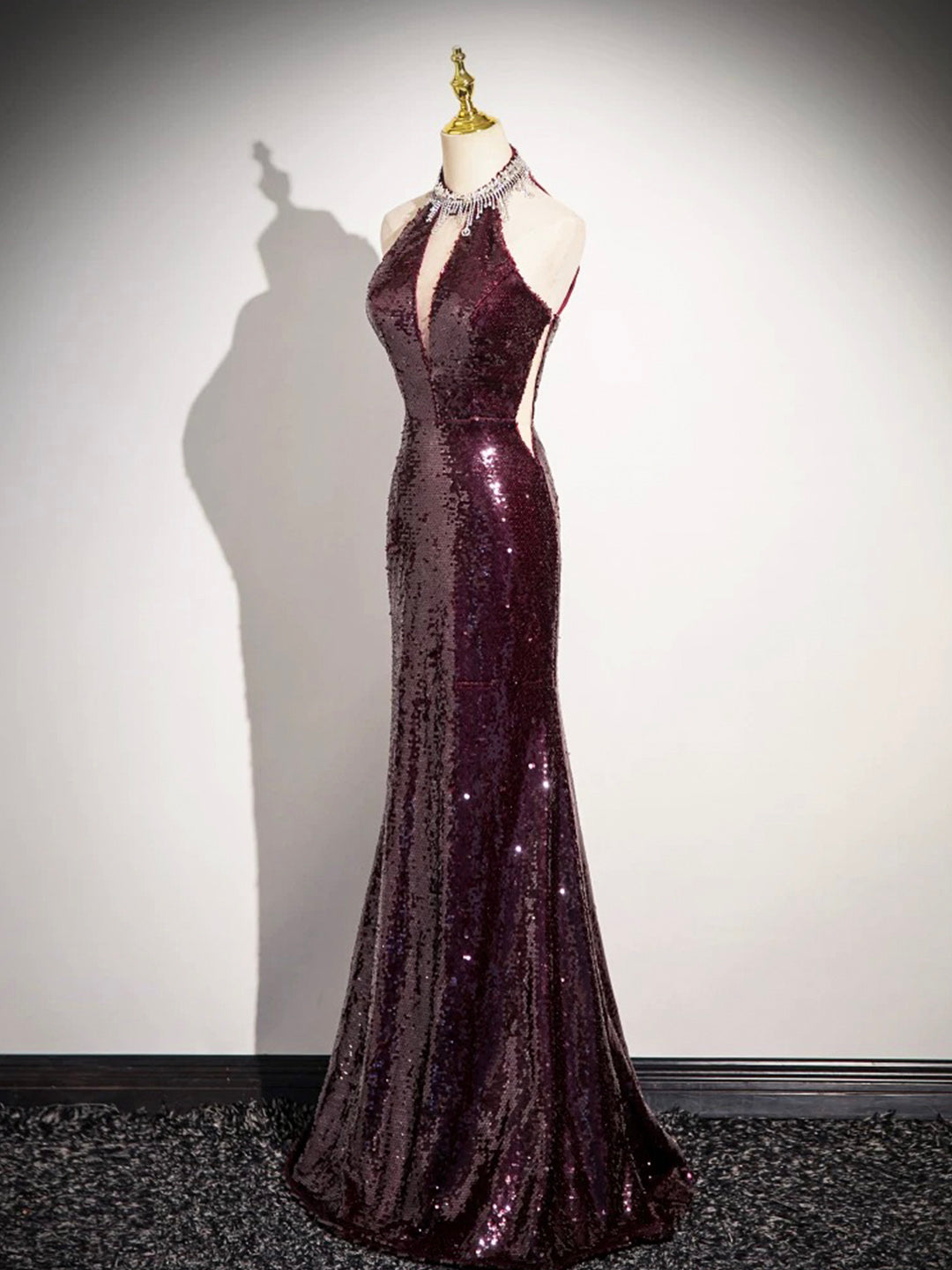 Burgundy Sequins Long Prom Dress, Mermaid Backless Evening Formal Dres Loveydress Burgundy Sequins Long Prom Dress, Mermaid Backless Evening Formal Dres Loveydress