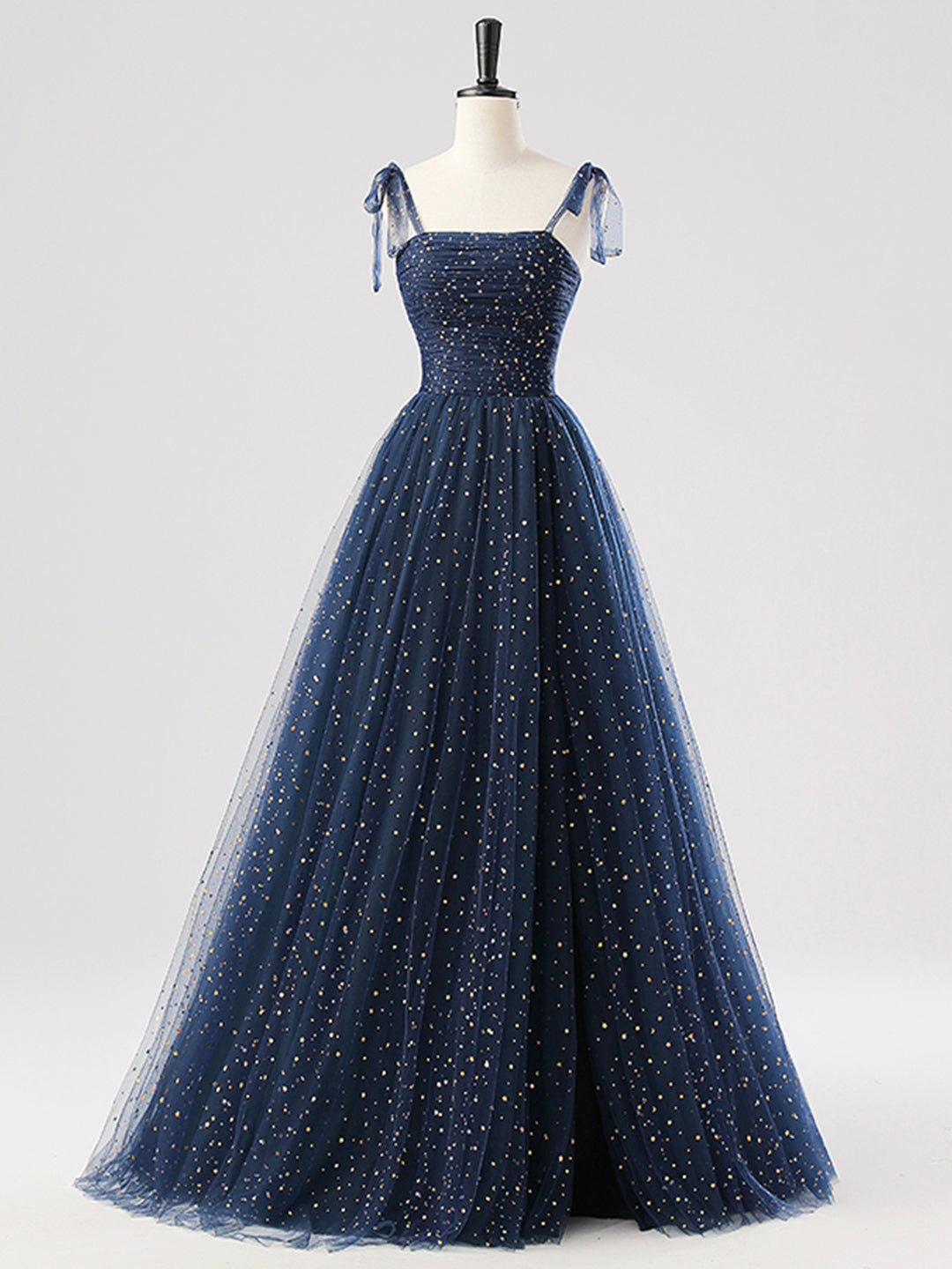 Navy Tulle Spaghetti Strap Long Prom Dress, A-Line Corset Evening Party Dress US 16 / Navy Navy Tulle Spaghetti Strap Long Prom Dress, A-Line Corset Evening Party Dress US 16 / Navy