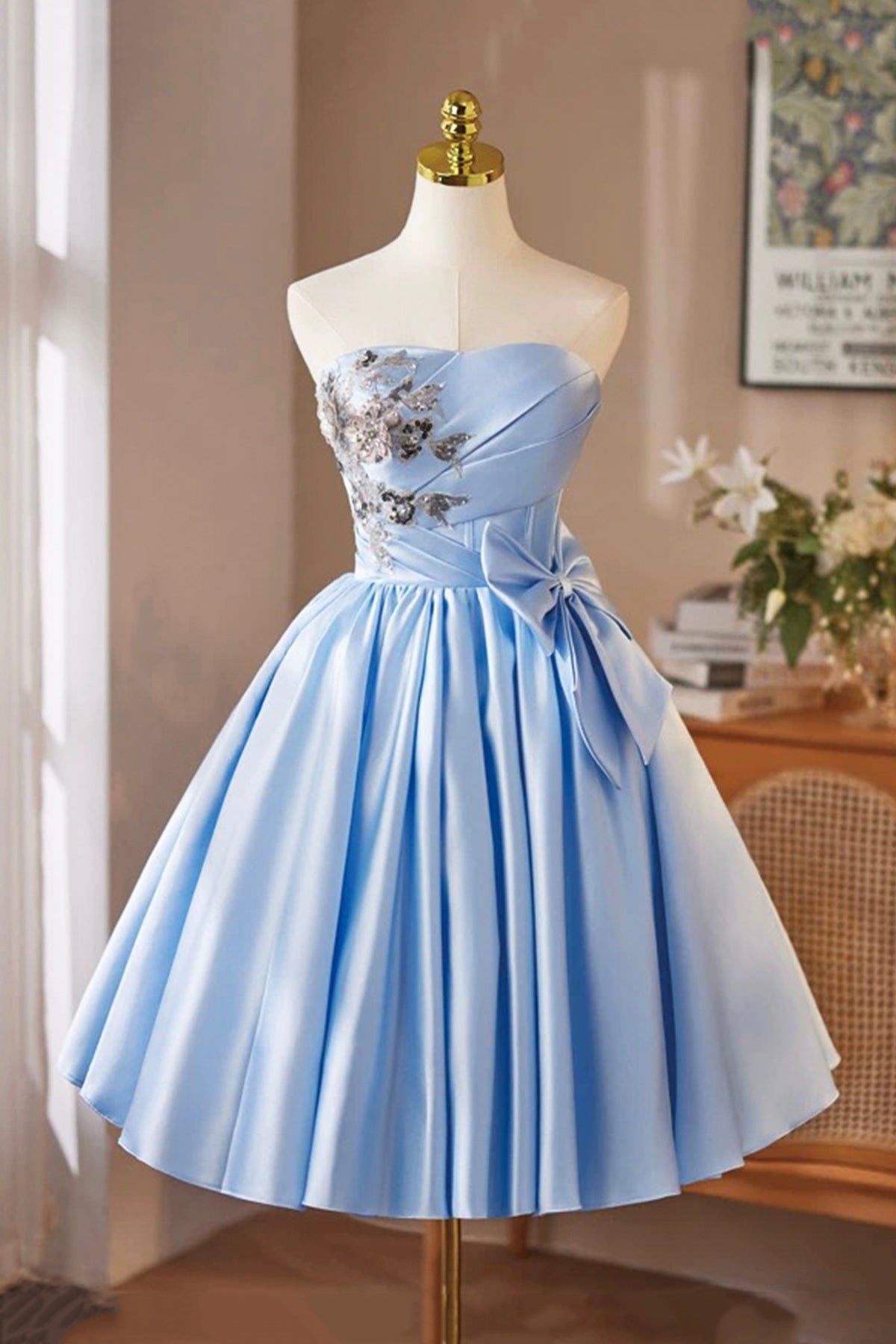 Geek Bar Pulse Box Sky Blue Strapless Sparkly Homecoming Dress Knee Length Short Prom Dress ARD2891 Geek Bar Pulse Box Sky Blue Strapless Sparkly Homecoming Dress Knee Length Short Prom Dress ARD2891