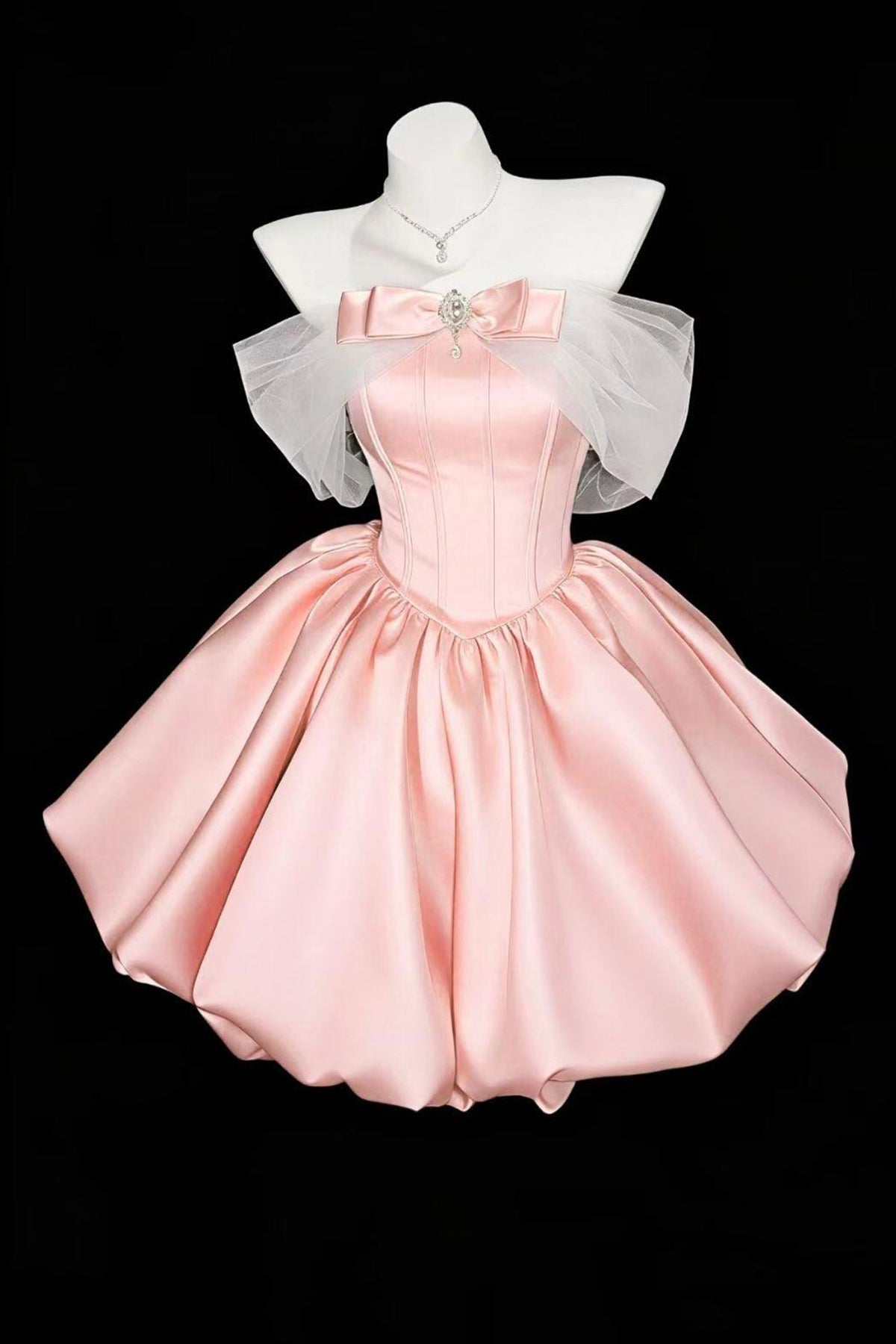 mini pink prom dress Off Shoulder Satin Do not tumble dry Steve Madden Women's Mo colour: beige Color:Onyx