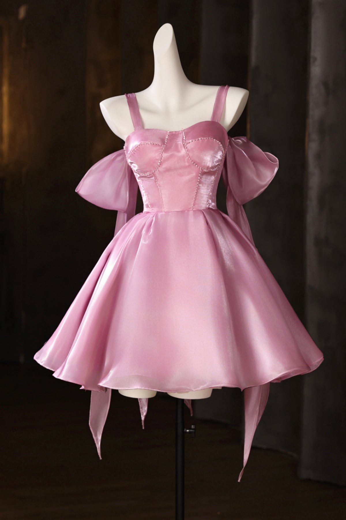 knee length pink tulle dress Prom Dress, Lovely A-Line Evening Party US 6 / Pink alextest:Oxford Shirt