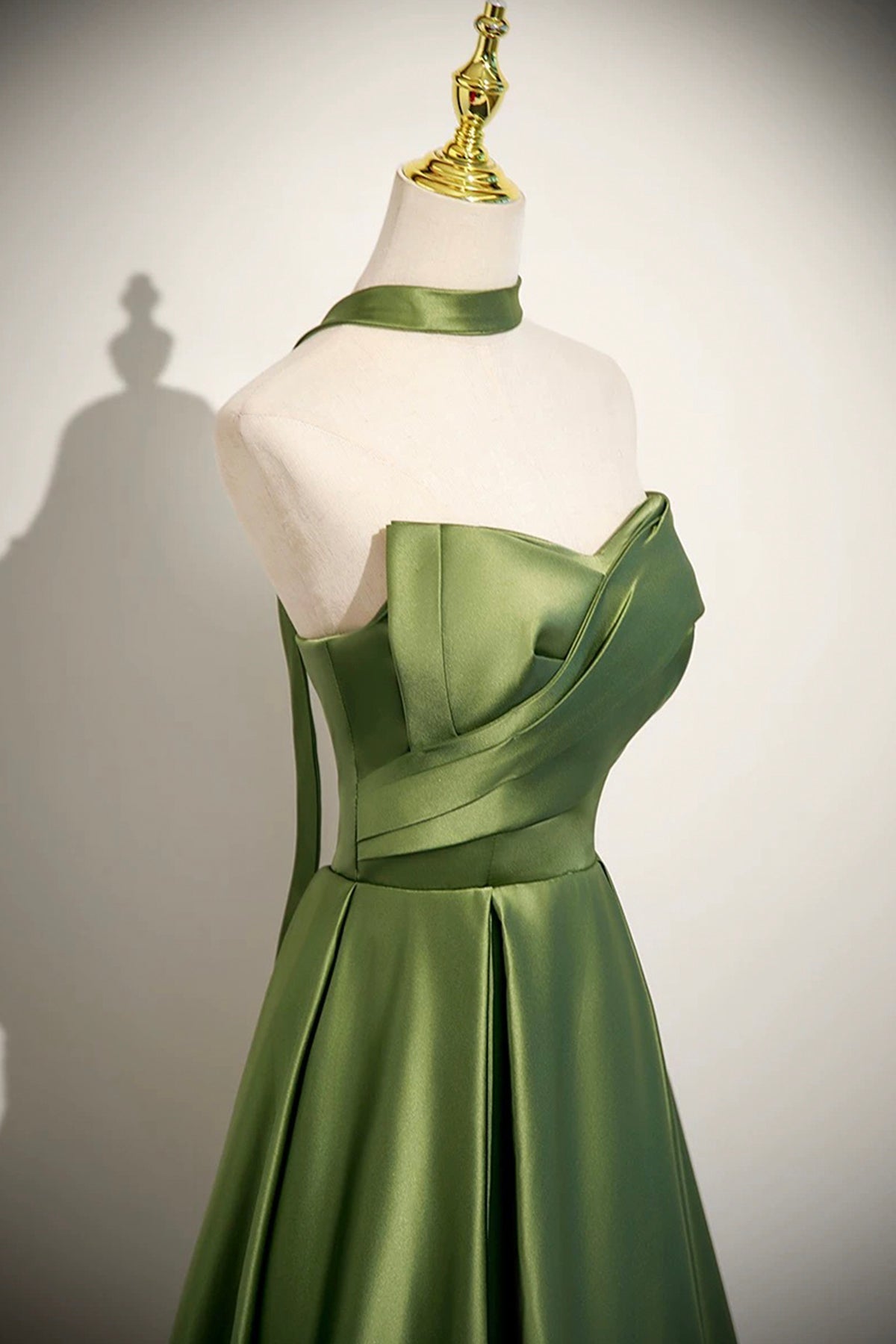 Green Satin Long Prom Dress, Beautiful A-Line Strapless Evening Party Dress US 6 / Custom Color Green Satin Long Prom Dress, Beautiful A-Line Strapless Evening Party Dress US 6 / Custom Color