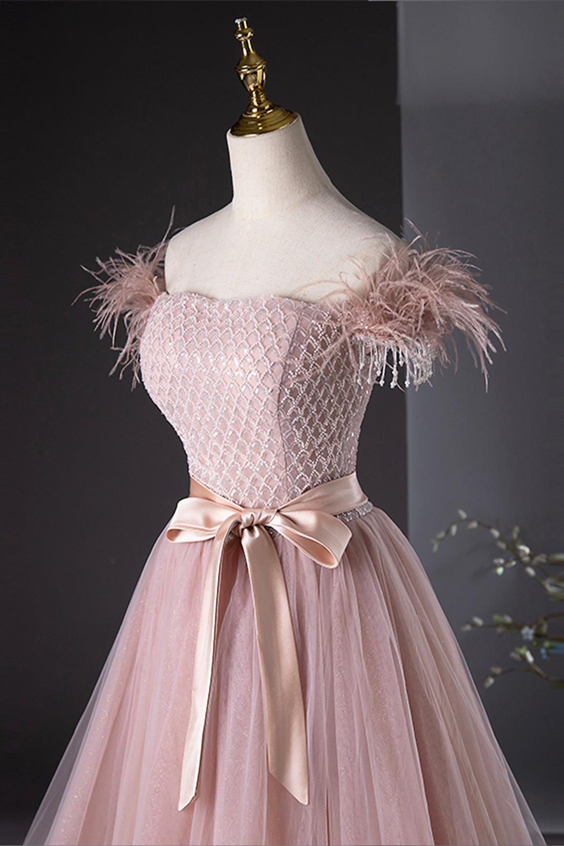 pink tulle dress long Beaded Prom Dress, Lovely Pink Off the Shoulder Evening Party Size:39-42 LanaWest CURVE Plus Size offering a structured yet subcollection/vestidosymonos