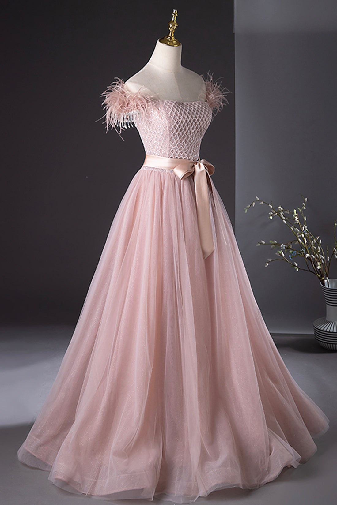 Mormon Pink Modest Long Prom Dresses Elegant Pink Tulle Long Prom Dress With Tulle Sleeves #MS18074 Mormon Pink Modest Long Prom Dresses Elegant Pink Tulle Long Prom Dress With Tulle Sleeves #MS18074