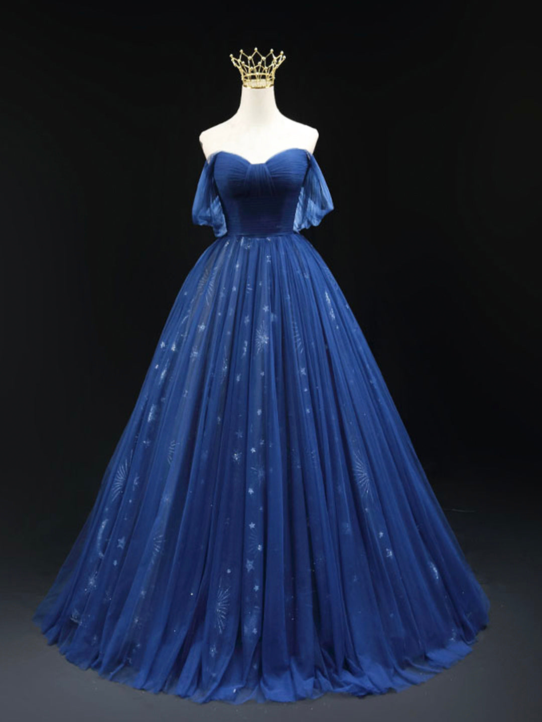 Beautiful Blue Tulle Floor Length Prom Dress, A-Line Off the Shoulder Princess Dress Evening Dress US 10 / Blue Beautiful Blue Tulle Floor Length Prom Dress, A-Line Off the Shoulder Princess Dress Evening Dress US 10 / Blue