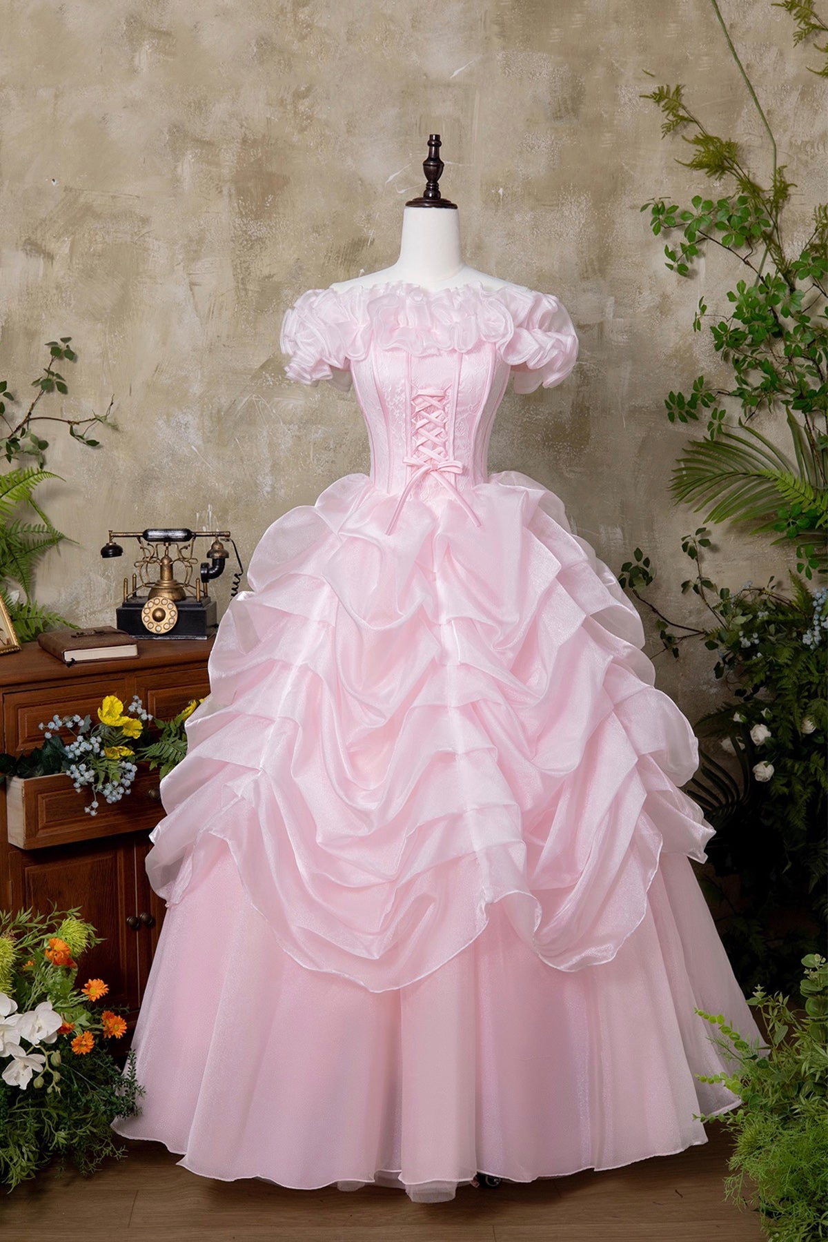 Pink Tulle Lace Long Prom Princess Dress, Pink A-Line Evening Party Dr – Loveydress