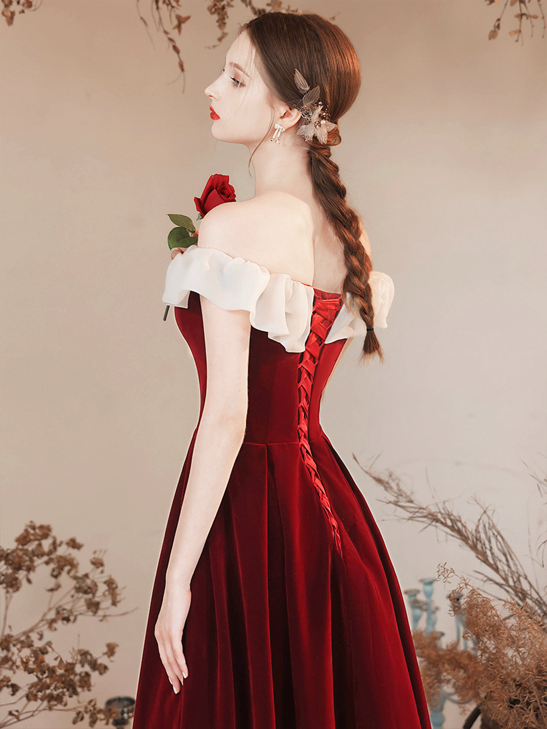prom dresses red velvet One-Shoulder Long Strappy Dress forming a skirt that hugs the shape of your hips Red Velvet Sequin Long Sleeve