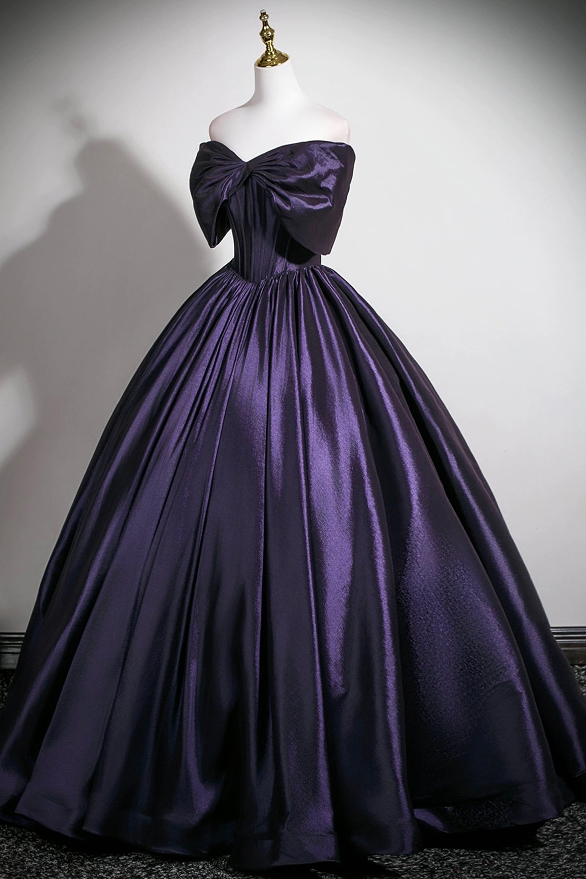 Retro Purple Satin Long Prom Dress, Elegant Off the Shoulder Formal Dr Loveydress Retro Purple Satin Long Prom Dress, Elegant Off the Shoulder Formal Dr Loveydress