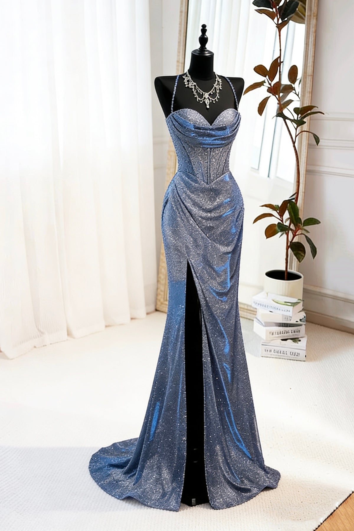 Silver Blue Evening Dresses Blue Glitter Mermaid Prom Dress with Slit Sparkly Formal Evening Gow Loveydress Iridescent Blue Sequin Silver Beading Unique Prom Dress - Lunss Silver Blue Evening Dresses Blue Glitter Mermaid Prom Dress with Slit Sparkly Formal Evening Gow Loveydress Iridescent Blue Sequin Silver Beading Unique Prom Dress - Lunss