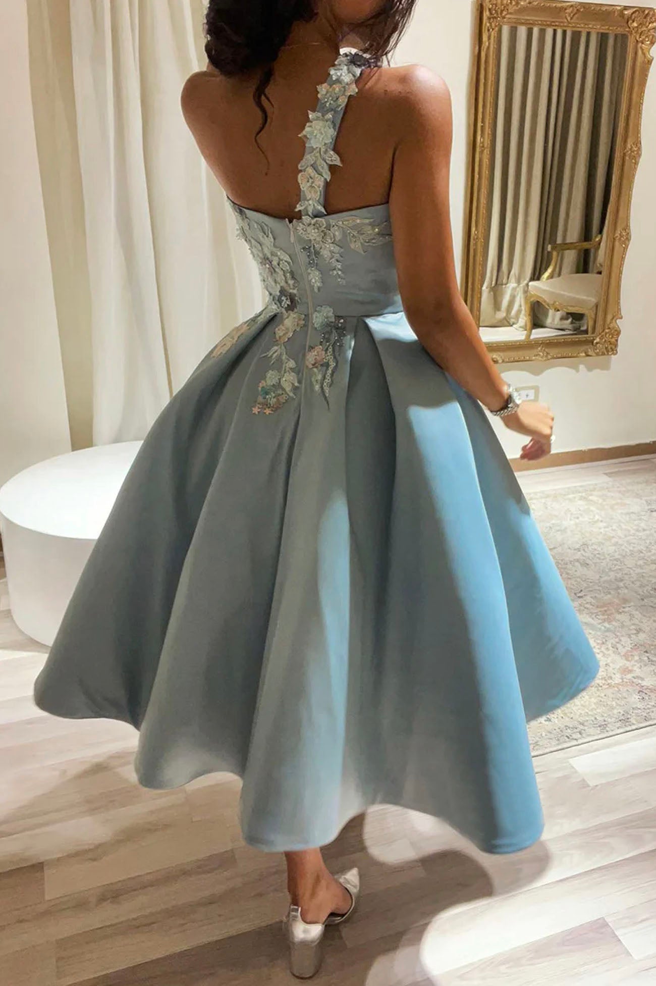 Cute One Shoulder Satin Lace Short Prom Dress, A-Line Party Dress US 4 / Custom Color Cute One Shoulder Satin Lace Short Prom Dress, A-Line Party Dress US 4 / Custom Color