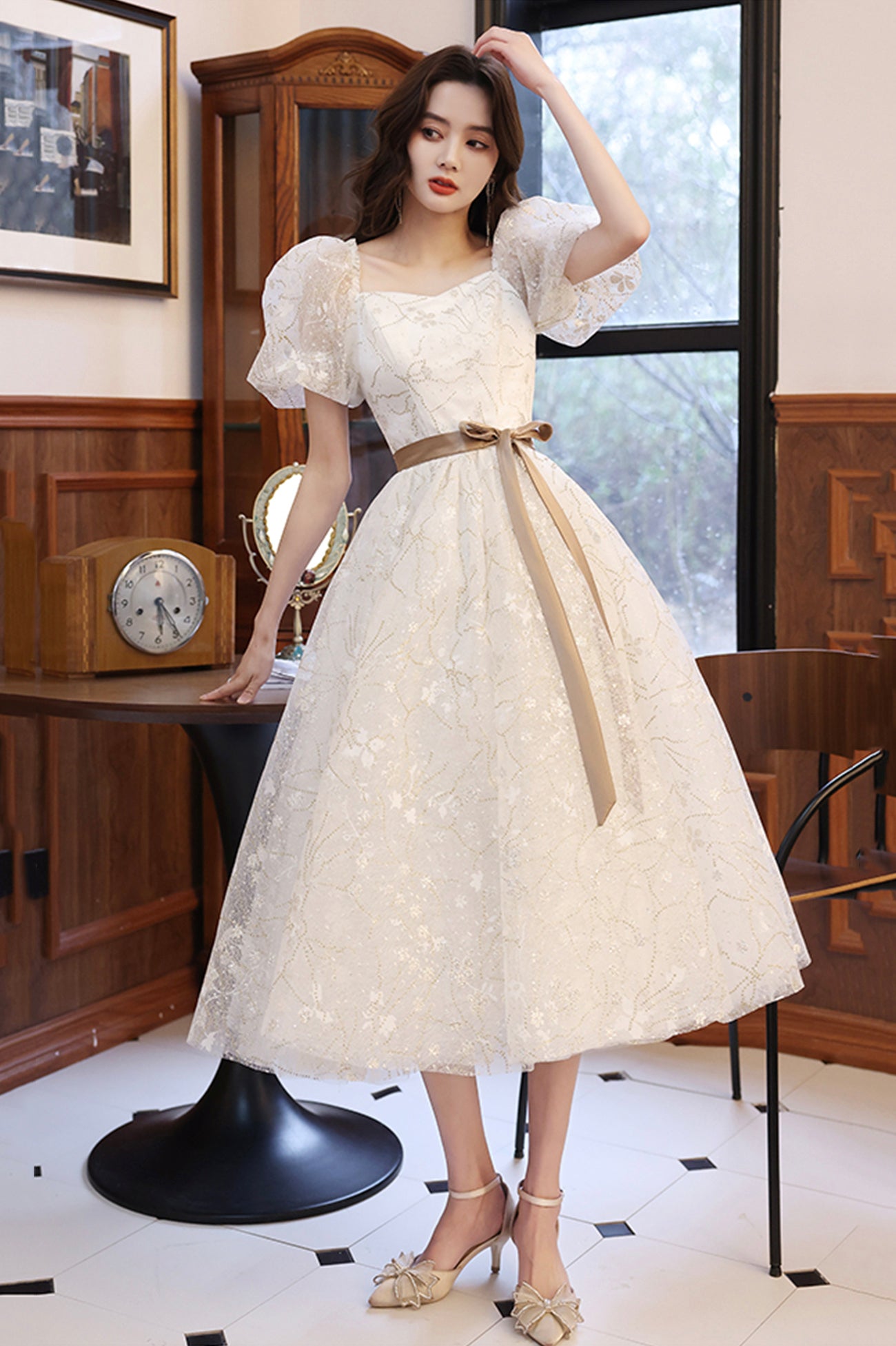 short white prom dresses with sleeves Fabulous Lace Long Sleeves Short Prom Dresses, Homecoming Dress, MH333
