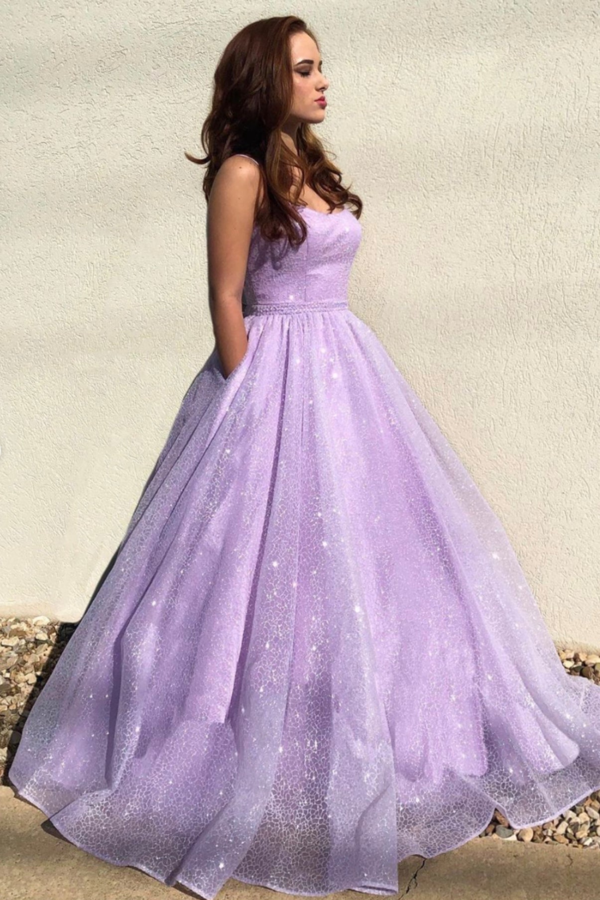 Purple Tulle Long Prom Dresses, A-Line Purple Evening Dresses – Loveydress