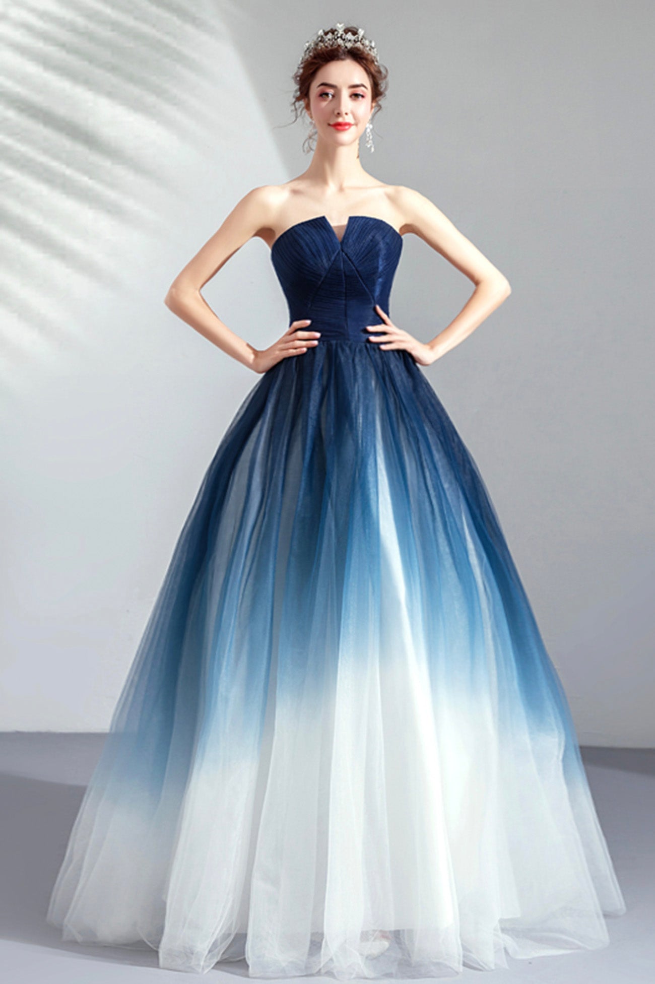 Sunset Gradient Formal Blue Ombre Dress Blue Gradient Tulle Long Party Dresses, A-Line Elegant Lace-Up Prom Dresses US Custom Color Sunset Gradient Formal Blue Ombre Dress Blue Gradient Tulle Long Party Dresses, A-Line Elegant Lace-Up Prom Dresses US Custom Color